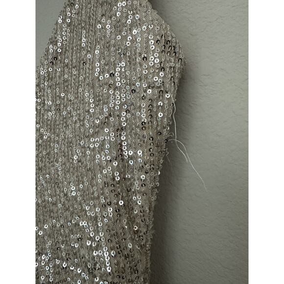 New Ieena For Mac Duggal Silver Sequined V-Neck Dress 26496 Size 2 - Picture 10 of 10